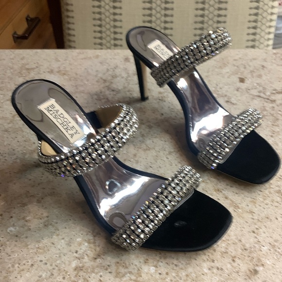 NWOT Badgley Mischka Black Sade Jeweled Double-Band Stiletto Size 7 - Picture 8 of 12